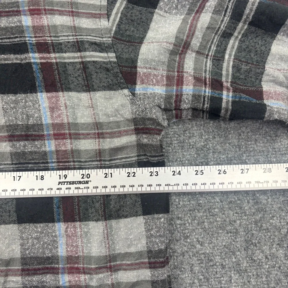 Northpoint Button Down‎ Shirt 2XL Gray Plaid Flannel Long Sleeve Men's